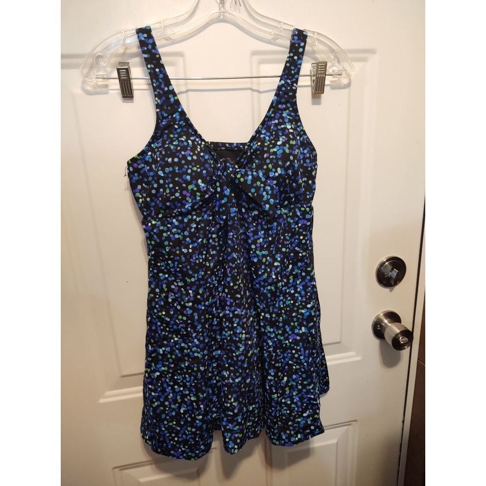 Blue Polka‎ Dot One Piece Swim Suit No Tags Medium
